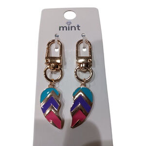 Best Friends Shared Heart Keychain Purse Charm Belt Loop Charm Backpack